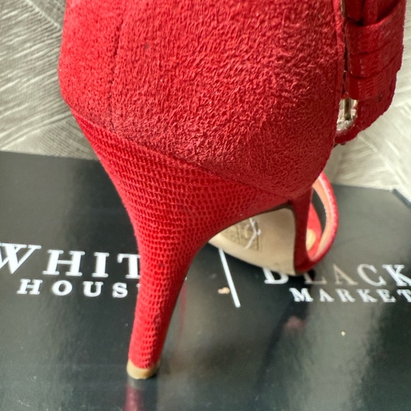 WHBM Filia Suede Ankle Strap Heels, Red, 5.5M - Picture 11 of 13